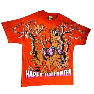 NEW 1999 Scooby Doo T-Shirt Happy Halloween Cartoon Network Men's Size L Orange